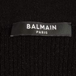 Pre Owned Balmain Black Rib Knit Halter Neck Cut-Out Crop Top S
