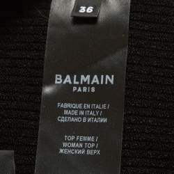 Pre Owned Balmain Black Rib Knit Halter Neck Cut-Out Crop Top S