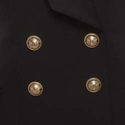 Pre Owned Balmain Black Wool Double Breasted Blazer Mini Dress M