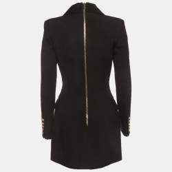 Pre Owned Balmain Black Wool Double Breasted Blazer Mini Dress M