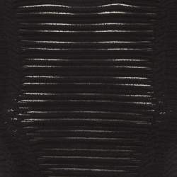 Pre Owned Balmain Black Rib Knit Semi Sheer Exaggerated Shoulder Jumper M 