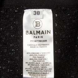 Pre Owned Balmain Black Tweed Chain Strap Mini Dress M