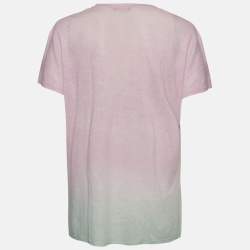 Pre Owned Balmain Pink/Green Tie Dye Printed Cotton Short Sleeve T-Shirt M 