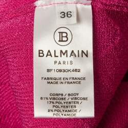 Pre Owned Balmain Pink Diamond Patterned Knit Bodysuit Top S