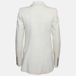 Pre Owned Balmain Cream Wool Double Breasted Blazer M