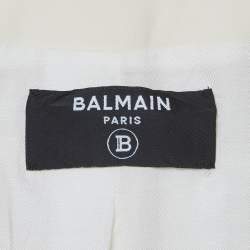 Pre Owned Balmain Cream Wool Double Breasted Blazer M