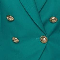 Pre Owned Balmain Green Wool Double Breasted Tailored Blazer S 
