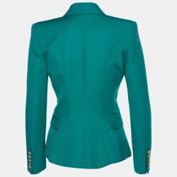 Pre Owned Balmain Green Wool Double Breasted Tailored Blazer S 