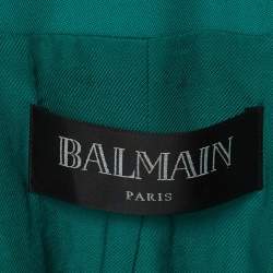 Pre Owned Balmain Green Wool Double Breasted Tailored Blazer S 