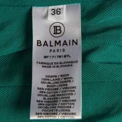 Pre Owned Balmain Green Wool Double Breasted Tailored Blazer S 