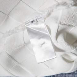 Pre Owned Balmain White Checkered Knit Patch Pocket Detail Faux Wrap Skirt S