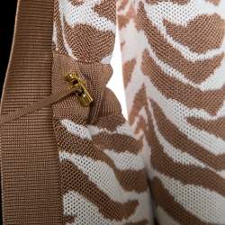 Pre Owned Balmain Brown and White Zebra Pattern Jacquard Knit Drawstring Detail Jacket S
