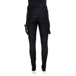 Pre Owned Balmain Black Cotton Ankle Zip Detail High Waisted Pants S