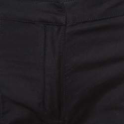 Pre Owned Balmain Black Cotton Ankle Zip Detail High Waisted Pants S