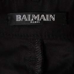 Pre Owned Balmain Black Cotton Ankle Zip Detail High Waisted Pants S