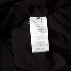 Pre Owned Balmain Black Floral Embellished Plunge Back Neck Power Shoulder Dress M