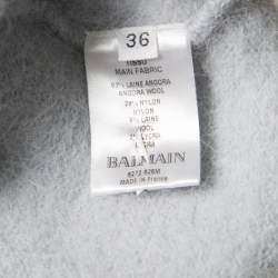 Pre Owned Balmain Powder Blue Angora Wool Mini Skirt S