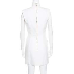 Pre Owned Balmain Off White Plunge Neck Sleeveless Blazer Dress M