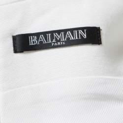 Pre Owned Balmain Off White Plunge Neck Sleeveless Blazer Dress M