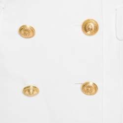 Pre Owned Balmain Off White Plunge Neck Sleeveless Blazer Dress M