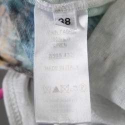 Pre Owned Balmain White Linen Jersey Red Indian Print Sleeveless Tank Top M