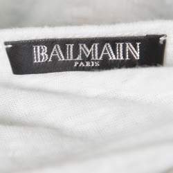 Pre Owned Balmain White Linen Jersey Red Indian Print Sleeveless Tank Top M