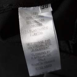 Balmain Black Knit Logo Button Detail High Waist Trousers M