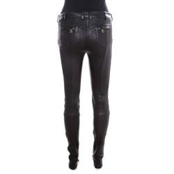 Pre Owned Balmain Black Skinny Leather Pants S