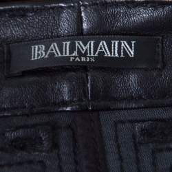 Pre Owned Balmain Black Skinny Leather Pants S