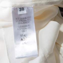 Pre Owned Balmain Cream Silk Gold Tone Button Detail Long Sleeve Shirt M