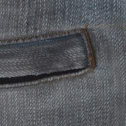 Balmain Grey Washed Denim Pintucked Panel Zip Detail Skinny Jeans S