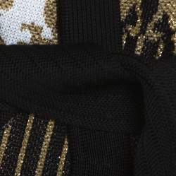 Pre Owned Balmain Black and Gold Jacquard Knit Cardigan M