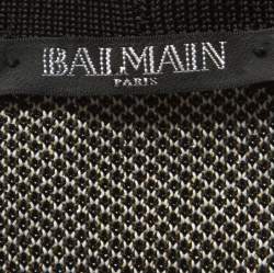 Pre Owned Balmain Black and Gold Jacquard Knit Cardigan M