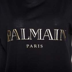 Pre Owned Balmain Black Cotton Shoulder Logo Button Detail Sleeveless T-Shirt M