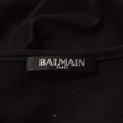 Pre Owned Balmain Black Cotton Shoulder Logo Button Detail Sleeveless T-Shirt M