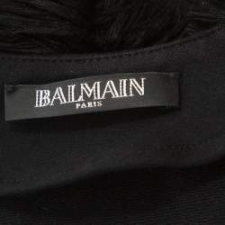 Pre Owned Balmain Black Cotton Fringe Detail Mini Dress M