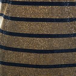 Pre Owned Balmain Gold Crystal Embellished Striped One Shoulder Mini Dress L