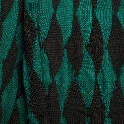 Pre Owned Balmain Bicolor Knit Long Sleeve Intarsia Mini Dress S