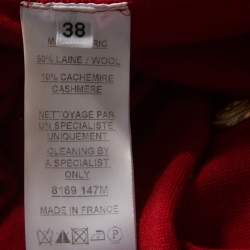 Pre Owned Balmain Red Wool Knit Button Detail Long Sleeve Top M