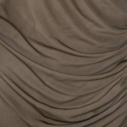 Pre Owned Balmain Taupe Green Jersey Draped Crystal Strap Dress M