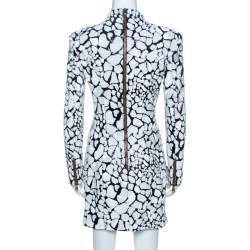 Pre Owned Balmain Monochrome Sequin Embellished Mini Dress M