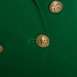Pre Owned Balmain Green Modal Blend Double Breasted Jacket M