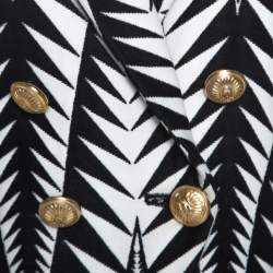 Pre Owned Balmain Monochrome Jacquard Geometric Pattern Double Breasted Jacket M