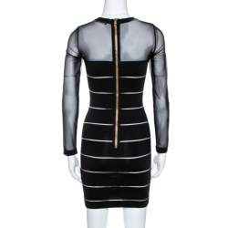 Pre Owned Balmain Black Sheer Paneled Bodycon Dress M