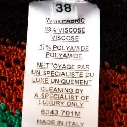 Pre Owned Balmain Multicolor Stripe Open Knit Belted Cardigan M