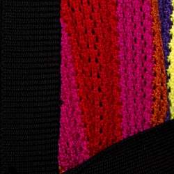 Pre Owned Balmain Multicolor Stripe Open Knit Belted Cardigan M