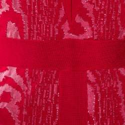 Pre Owned Balmain Red Moire Jacquard Knit Mini Dress S