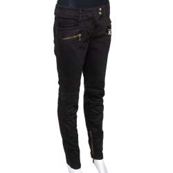 Balmain Black Denim Zip Detail Slim Fit Jeans M