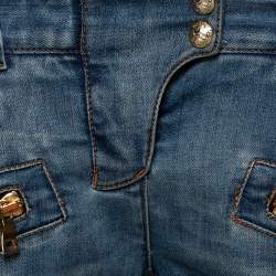 Pre Owned Balmain Blue Denim Zip Detail Skinny Jeans S