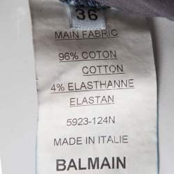 Pre Owned Balmain Blue Denim Zip Detail Skinny Jeans S